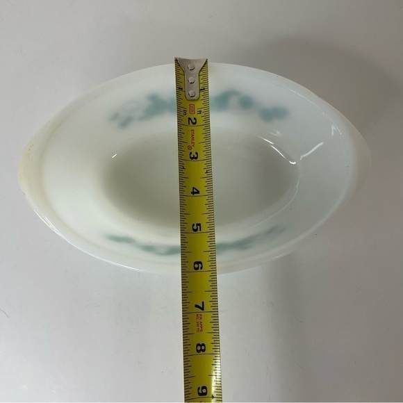 Vintage Glasbake J235 10" Turquioise Fruit Pattern Oval Casserole - Picture 5 of 6